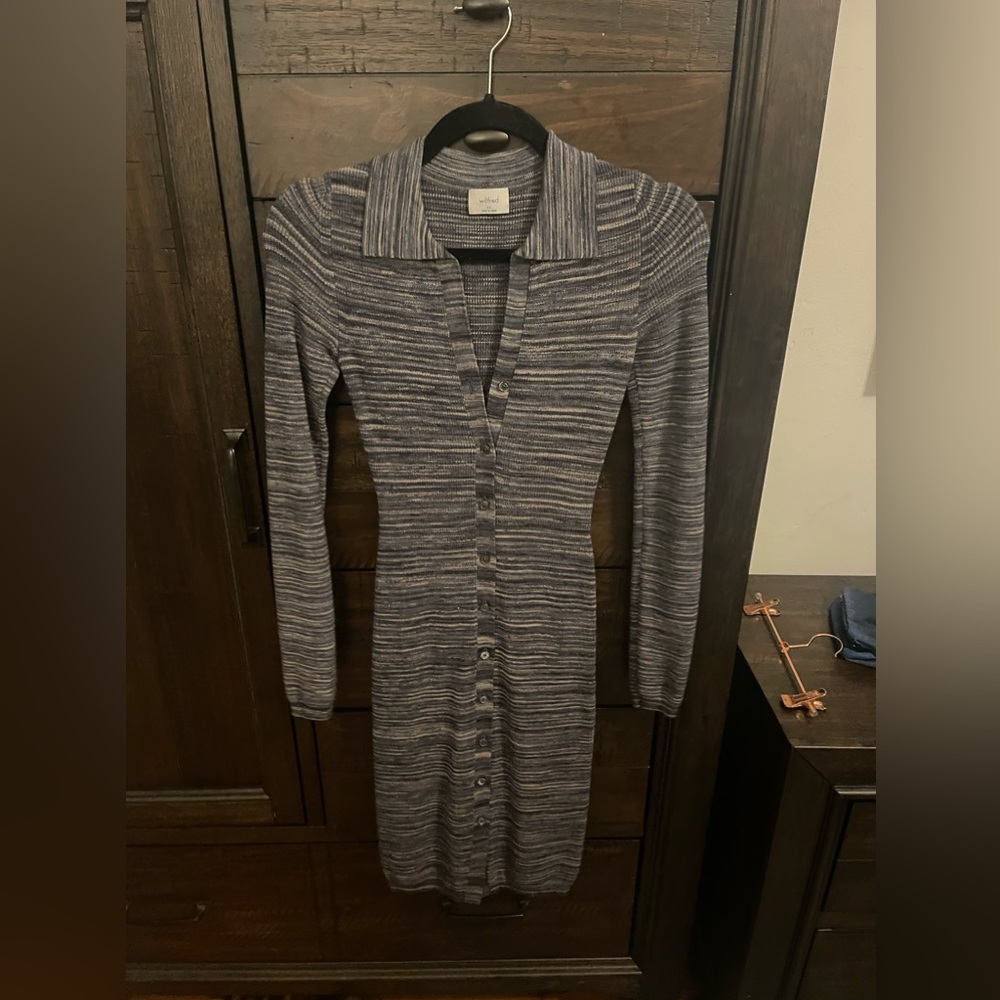 wilfred aritzia grey marl collared dress